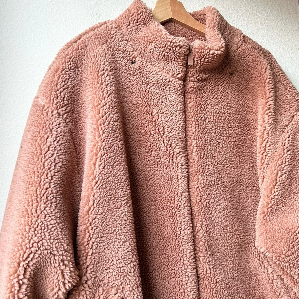 ALO Yoga Norte Sherpa Faux Fur Coat Henna Brown Chocolate Sz L